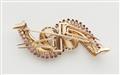 An Italian 18k rose gold diamond and ruby double clip brooch. - image-3