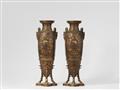 A pair of Parisian gilt and patinated bronze amphora vases "Bacchus" and "Ariadne" - image-2