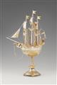 A parcel gilt silver table centrepiece formed as a ship - image-1