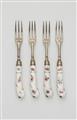 Four Augsburg silver forks with porcelain handles - image-1