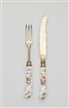 An Augsburg silver gilt knife and fork with porcelain handles - image-1