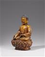 A lacquered bronze figure of the Medicine Buddha Baishajyaguru. Ming dynasty, 16th/17th century - image-2