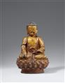 A lacquered bronze figure of the Medicine Buddha Baishajyaguru. Ming dynasty, 16th/17th century - image-1