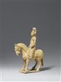 A straw-glazed pottery horse and female rider. Sui dynasty (581-618) - image-1