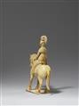 A straw-glazed pottery horse and female rider. Sui dynasty (581-618) - image-2
