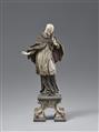 Indo-portugiesische Figur des Heiligen Nepomuk. Bemaltes Holz und Elfenbein. 18. Jh. Möglicherweise iberisch. - image-1