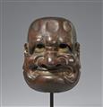 A painted and lacquered kiri-wood kyôgen mask of Buaku. Edo period, 17/18th century - image-1