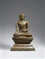 An unusually large bronze figure of Buddha Shakyamuni. Burma, Arakan. 18th/19th century - image-1