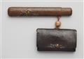 A leather and wickerwork tobacco set. Second half 19th century - image-1