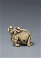 A Kyoto school ivory netsuke of a roaring shishi. Early 19th century - image-2