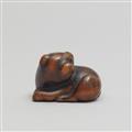 A large boxwood netsuke of a puppy. Early 19th century - image-5