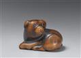 A large boxwood netsuke of a puppy. Early 19th century - image-1