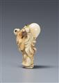 An amusing ivory netsuke of Fukurokuju and karako. 19th century - image-4