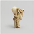 An amusing ivory netsuke of Fukurokuju and karako. 19th century - image-8