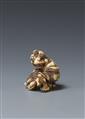 An ivory netsuke of two oni at setsubun. Mid-19th century - image-3