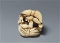 An ivory netsuke of two grumpy oni. Mid-19th century - image-4