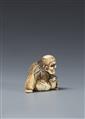 An ivory netsuke of Gama Sennin. Late 18th century - image-4