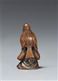 A boxwood netsuke of a jolly Okame. 19th century - image-2