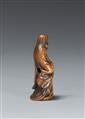 A boxwood netsuke of a jolly Okame. 19th century - image-4