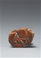 A boxwood netsuke of a jolly Okame. 19th century - image-5