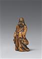 A boxwood netsuke of a jolly Okame. 19th century - image-1