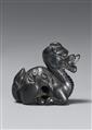 A blackwood netsuke of a seated kirin. 19th century - image-2