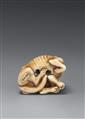 A fine ivory netsuke of a wild dog. First half 19th century - image-5