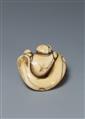 An ivory netsuke of a monkes keeping down the earthquake fish.18th century - image-2