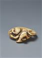 An ivory netsuke of a monkes keeping down the earthquake fish.18th century - image-3