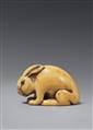 A large ivory netsuke of a rabbit. 18th century - image-1