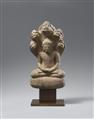 A small Mon stone Buddha Muchalinda. Thailand, Mon-Dvaravati period, 7th/8th century - image-1