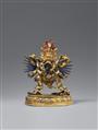 A fire gilt bronze figure of Hayagriva in yab-yum. Sino-Tibetan, 19th century - image-1