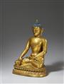 Große Figur des Tathagata Shakyamuni (Shakya Thub-pa). Kupfer-Repoussé, vergoldet. Tibet, 19. Jh. - image-2