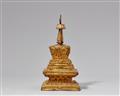 A gilt and polychromed wood stupa (mChod-rten) on a lion throne. Tibet, 19th century - image-6