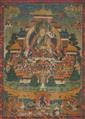 A Thangka of Padmasambhava in Pure Land Copper Coloured Mountain. Tibet, 18th/19th century - image-1