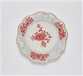 A Meissen porcelain dessert plate from a dinner service made for King Frederick II with red mosaic borders - image-1