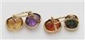 A pair of German 14k gold and coloured gemstone cufflinks. - image-2
