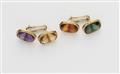 A pair of German 14k gold and coloured gemstone cufflinks. - image-1