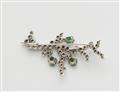 A German 18k gold diamond and emerald flower brooch. - image-2