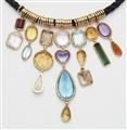 An American 18k woven gold and multicolor gem pendant necklace. - image-2