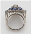 An 18k white gold diamond and sapphire cocktail ring. - image-2