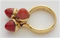 An Italian 18k gold and sugarloaf-cut coral "Mikado" ring. - image-2