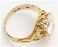 A late 19th century Austro-Hungarian 18k gold ring with a modern c. 4.8 ct brillant-cut diamond solitaire. - image-2