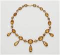 A French 18k gold and citrine fringe necklace. - image-1