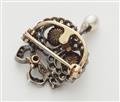 A small gold diamond and pearl Belle Epoque brooch formed as a pair of hearts. - image-2