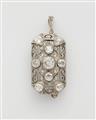 A 14k white gold and diamond Art Déco pendant with a later brooch mount. - image-1