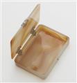 An Art Déco platinum chalcedony and diamond cigarette case. - image-2