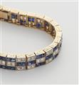 An Art Déco 14k gold sapphire and diamond tennis bracelet. - image-2