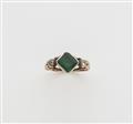 An 18th century 14k red gold diamond and emerald ring. - image-1