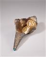 A Tibetan silver mounted conch trumpet (shanka) - image-2